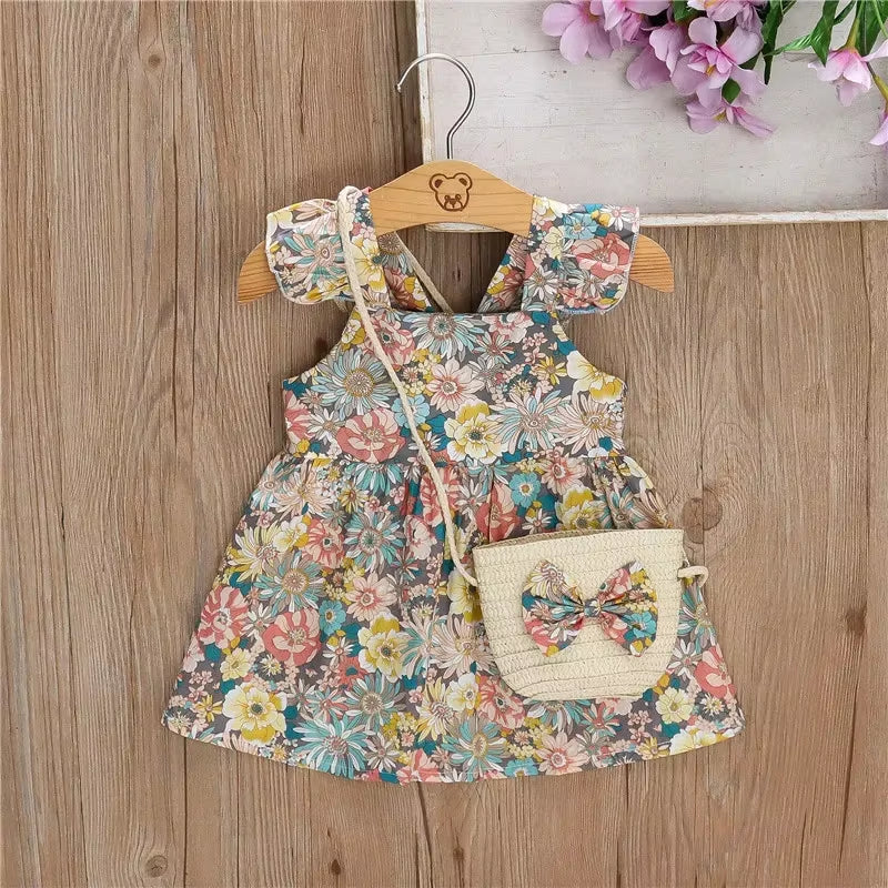 BloomBelle – Summer Ruffle Dress & Bag Set for Little Girls